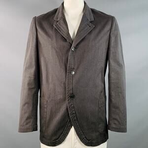 COMME des GARCONS Size L Charcoal Grey Cotton Blend Twill Notch Lapel Jacket
